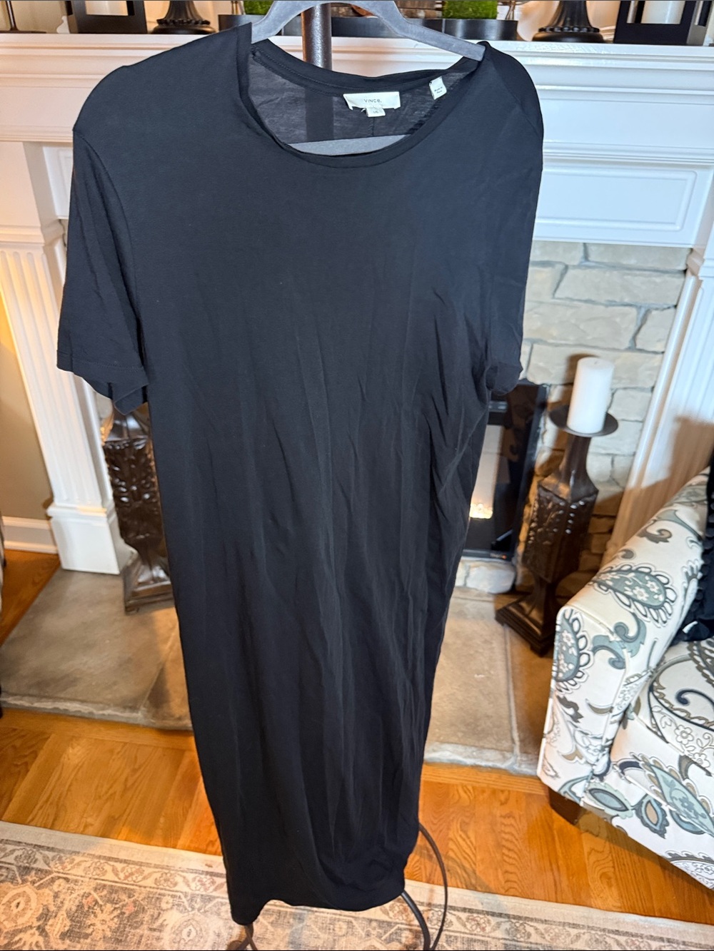 Vince Black Short-Sleeve Maxi Tee Dress